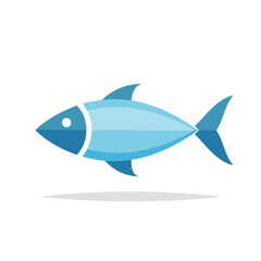 Simple Blue Fish Vector Icon Graphic for Seafood Menu or Fishing Logo