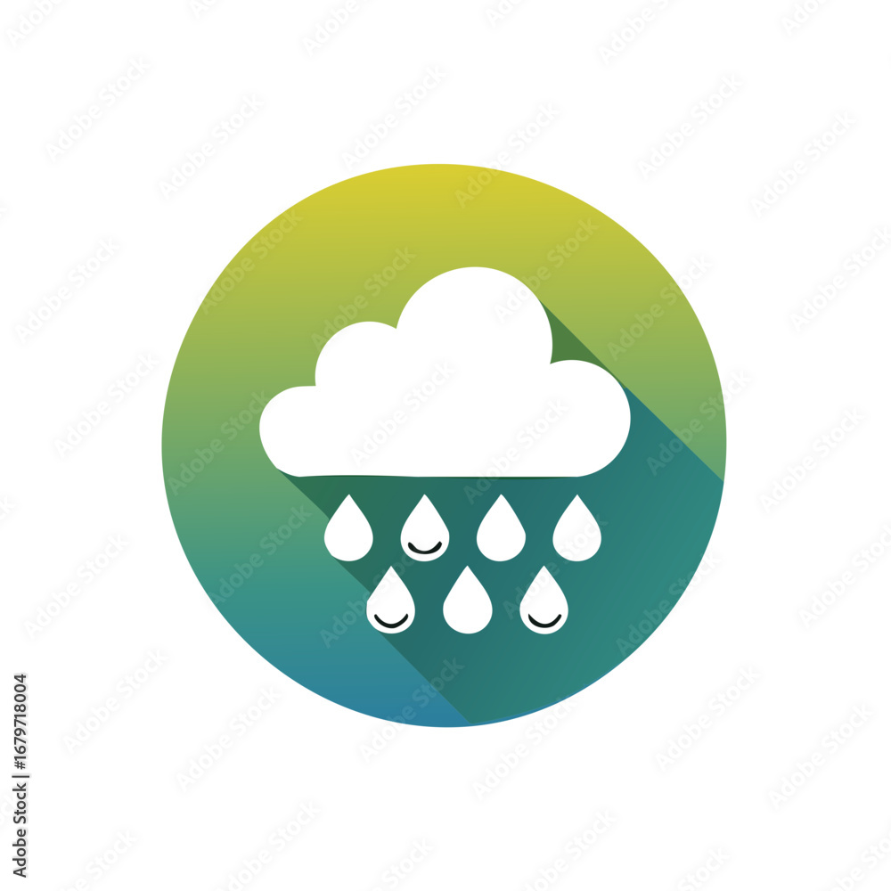 Poster happy cloud with smiling raindrops weather icon in gradient circle