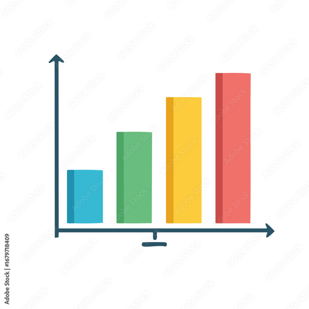 Aufkleber colorful bar graph icon displaying increasing data growth and information analysis.
