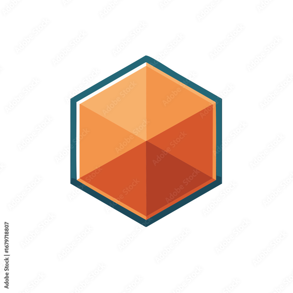 Poster abstract hexagon forms an optical illusion isolated on white. geometric shape in shades of orange an