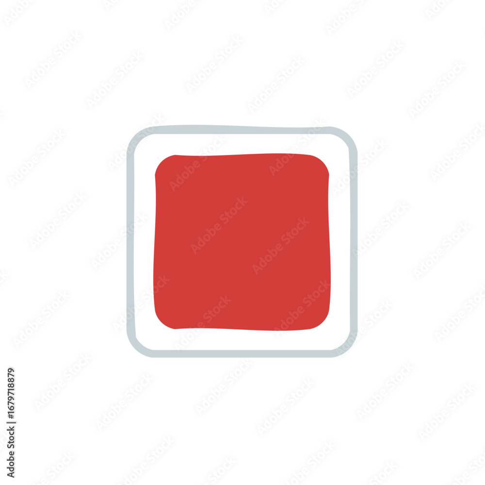 Aufkleber simple doodle style red square stop icon with rounded corners and sketchy border