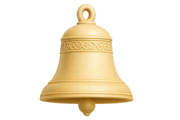 Golden bell jingling, spreading holiday spirit through ornate craftsmanship, gleaming with festive warmth against transparent backdrop