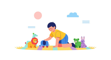 Obraz premium Child's Playtime Illustration: A Joyful Moment Depicting Childhood Fantasy Entertainment
