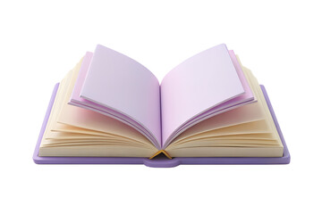 An open book with blank pages isolated on transparent background, inviting creativity and ideas, perfect for writing, journaling, or educational projects