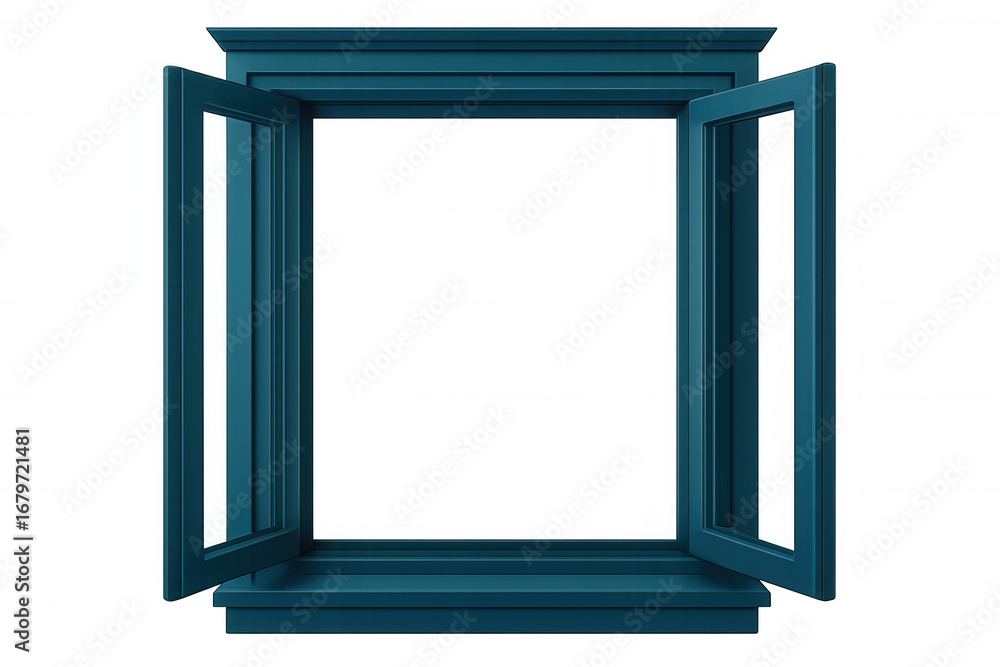 Poster classic open window frame with transparent background, ideal for architectural visualization and int