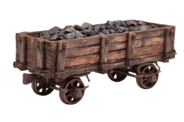 Vintage Coal Ore Car Model on Transparent Background