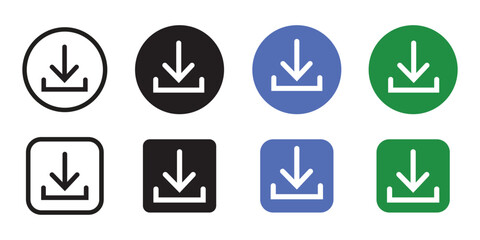 Round Download Button Icons Set