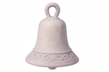 Handcrafted ceramic bell featuring intricate floral patterns, symbolizing festive tradition against transparent backdrop