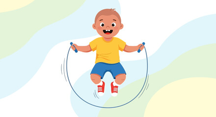 Cute Illustration of a Child Jumping Rope Enjoying Outdoor Physical Activity