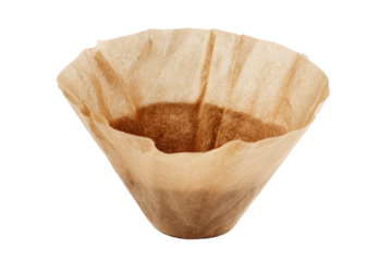 Brown Cone Coffee Filter on Transparent Background