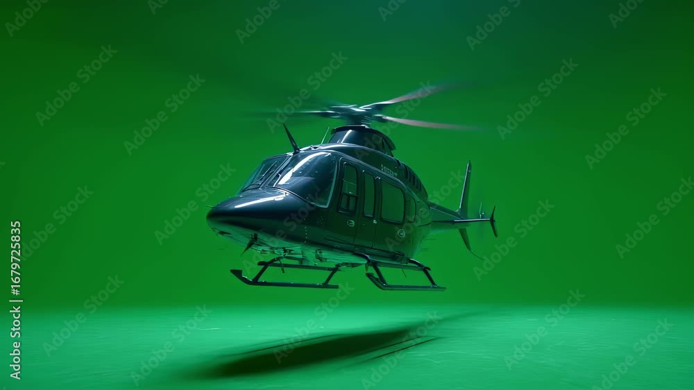 Aufkleber isolated aerial shot of main rotor in slow rotation cyclically tilting blades creating fluid motion 