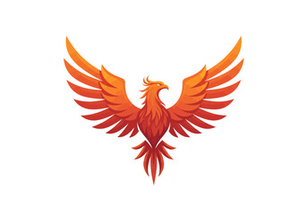 Fototapeta premium Majestic Phoenix Bird Illustration with Spread Wings.