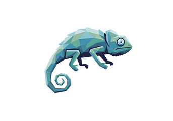 Obraz premium Low Poly Chameleon Illustration on White Background.