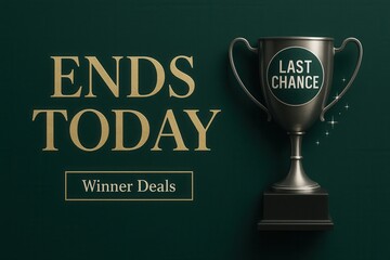 LAST CHANCE ENDS TODAY winner deals banner, elegant style, compelling retail discount promotion.