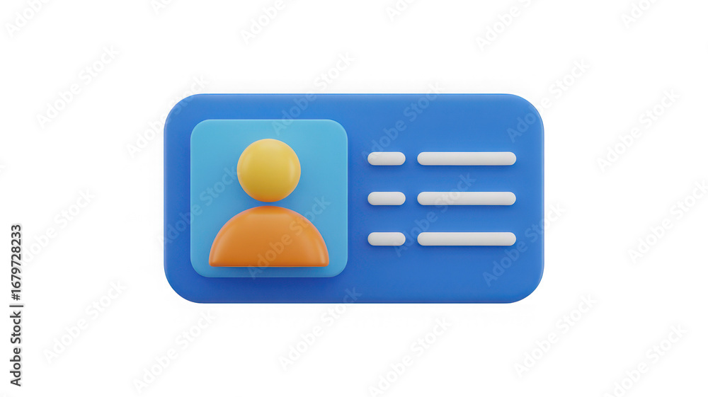 Fototapete stylized 3d icon representing a user profile or identification card with a person silhouette and tex