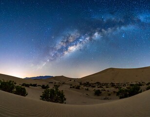 Milky Way over desert dunes at night