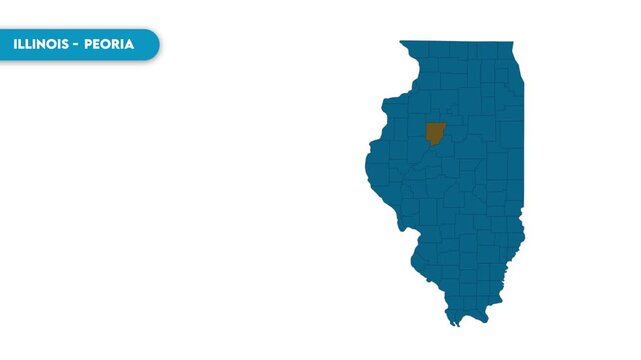 Peoria Map Video, Illinois map, Illinois United States, Political Map of Illinois, national flag and borders, perfect for presentations, travel, education,and global studies.