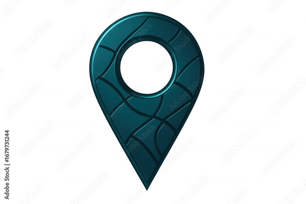 Poster teal location pin icon with a textured surface indicating a specific position on a transparent backg