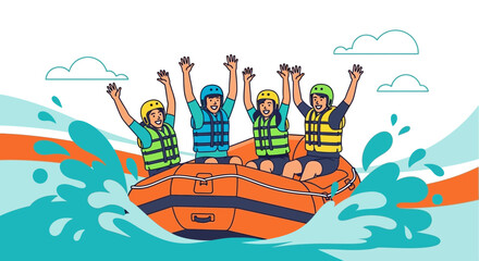 Celebrating Adventure: Group Enjoys Whitewater Rafting Experience With Joy and Excitement