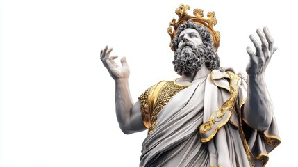 Obraz premium A majestic statue depicting a regal figure with a crown, symbolizing power and authority in ancient mythology.