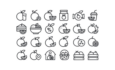 vector outline icons Orange (Types) orange juice orange zest orange jam orange marmalade orange candy orange smoothie orange cake orange salad orange eco orange smart orange sweet orange.
