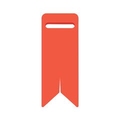 Red Ribbon Bookmark Icon on White Background.
