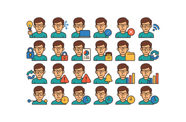 Fototapeta premium colorful flat vector icons Father (Advanced) father smart father ai father online father offline father connected father disconnected father secure father unsecure father report father.