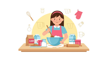 Cheerful Woman Baking Delicious Treats Representing Homemade Happiness And Culinary Creativity