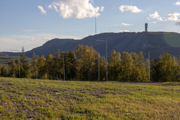 The old city center of Kiruna, Sweden, being demolished in autumn.
