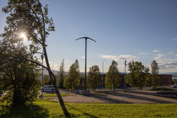 The old city center of Kiruna, Sweden, being demolished in autumn.