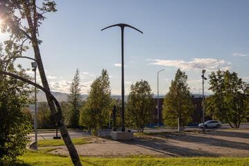 The old city center of Kiruna, Sweden, being demolished in autumn.