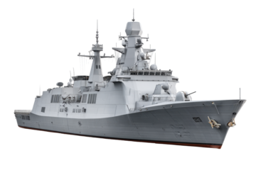 Modern Naval Command Ship on Transparent Background