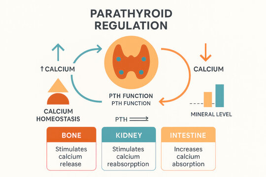 Parathyroid Regulation Illustration: Calcium Homeostasis and PTH Function [Illustration]