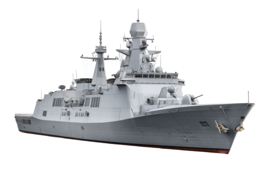 Modern Naval Command Ship on Transparent Background