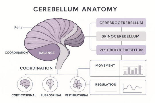 Cerebellum Anatomy Diagram, Brain Structure Illustration [Illustration]