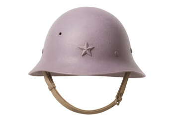 Fototapeta premium Pink military helmet with a star symbolizing communism, isolated on transparent background, perfect for historical or political projects