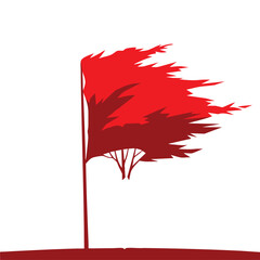 Tattered Red Flag Symbolizing Warning and Danger.