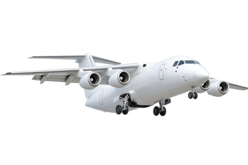 White Commercial Transport Aircraft on Transparent Background