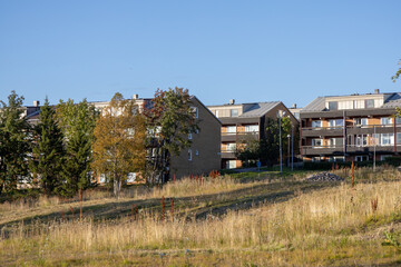 The old city center of Kiruna, Sweden, being demolished in autumn.