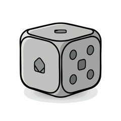 Gray Minimalist Cube Dice with Logo.