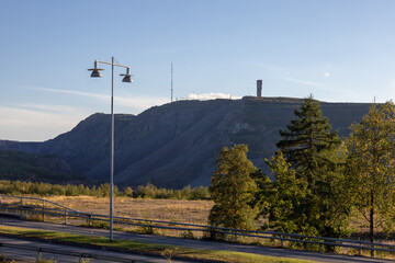 The old city center of Kiruna, Sweden, being demolished in autumn.
