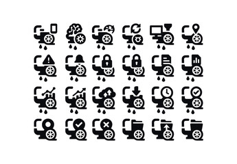 vector solid black filled icons Irrigation Pump (Advanced) irrigationpump smart irrigationpump ai irrigationpump synced irrigationpump unsynced irrigationpump monitor irrigationpump track.