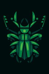Symbol of Nature and Strength: Stag Beetle Illustration. A symbolic and powerful illustration of a stag beetle, representing nature's strength and resilience