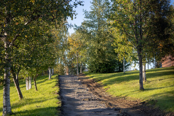 The old city center of Kiruna, Sweden, being demolished in autumn.
