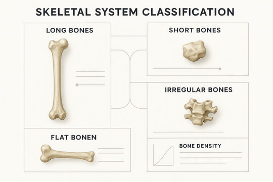 Skeletal System Classification Chart: Types of Bones - Illustration