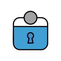 Digital Security and Privacy Symbol: Blue Lock with Keyhole.