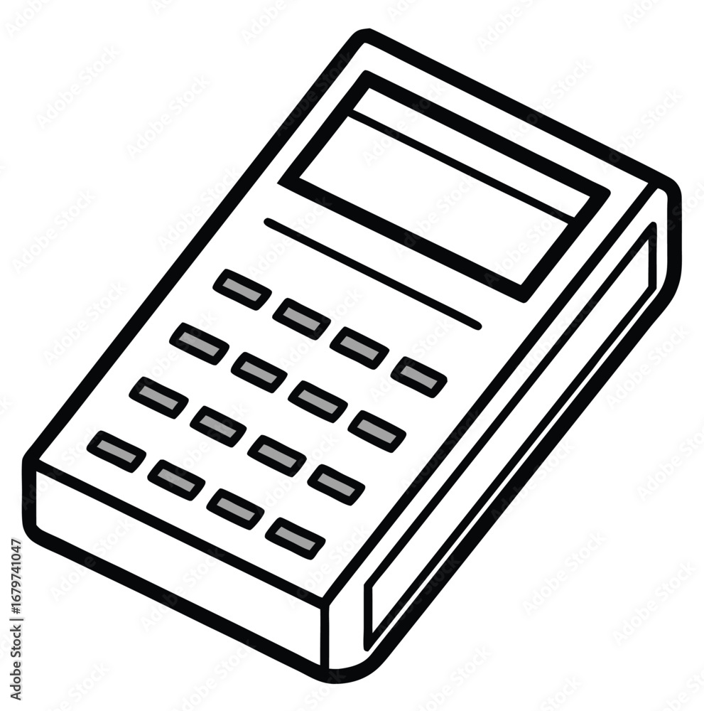 Poster digital media displays mobile icons like a qr code and calculator, illustrating business and technol