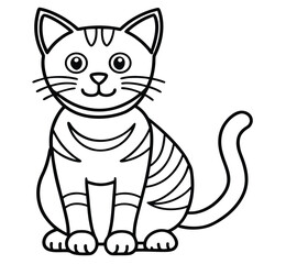 A cute vector illustration of a happy cartoon cat character sitting