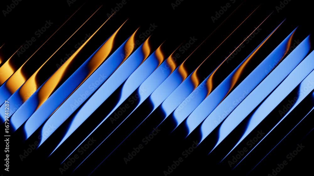 Poster cyclic 3d animation. abstract minimalist background divided into diagonal black glossy stripes with 