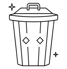 Isolated white background vector of a metal recycle bin icon for trash, garbage, and waste disposal